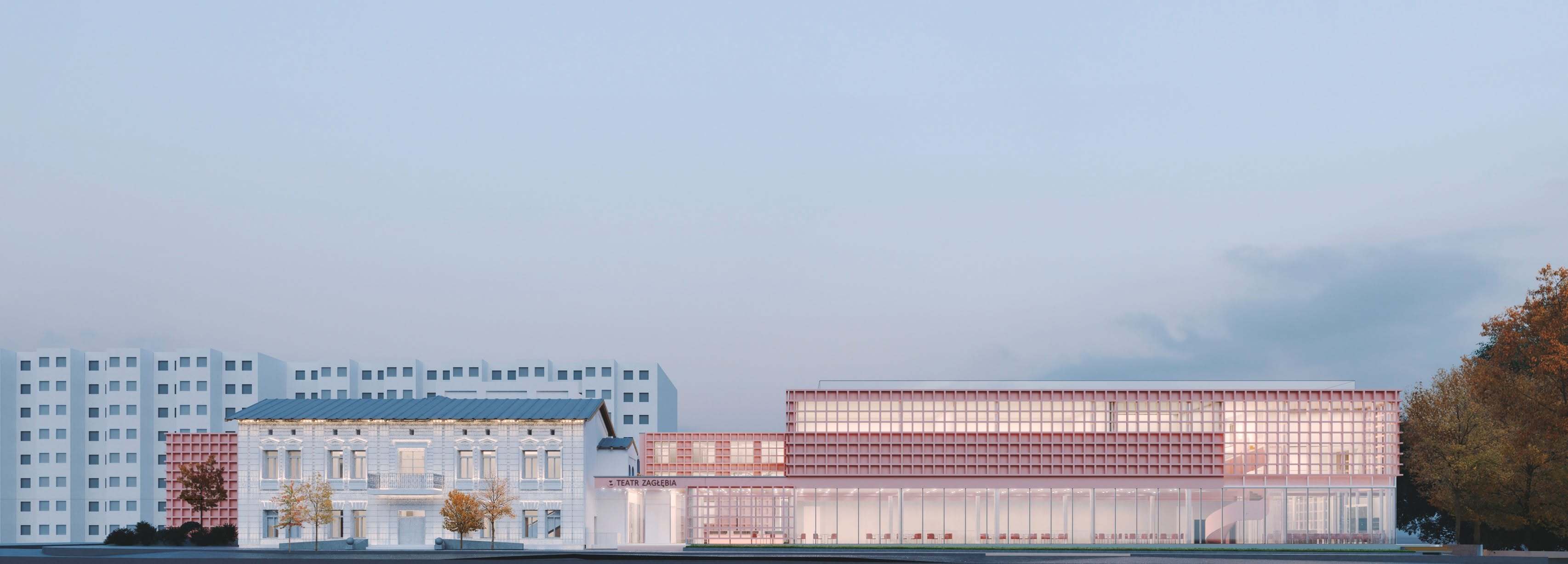 Teatr Zagłębia w Sosnowcu. Rozbudowa. Wizualizacja. Sierpień 2025