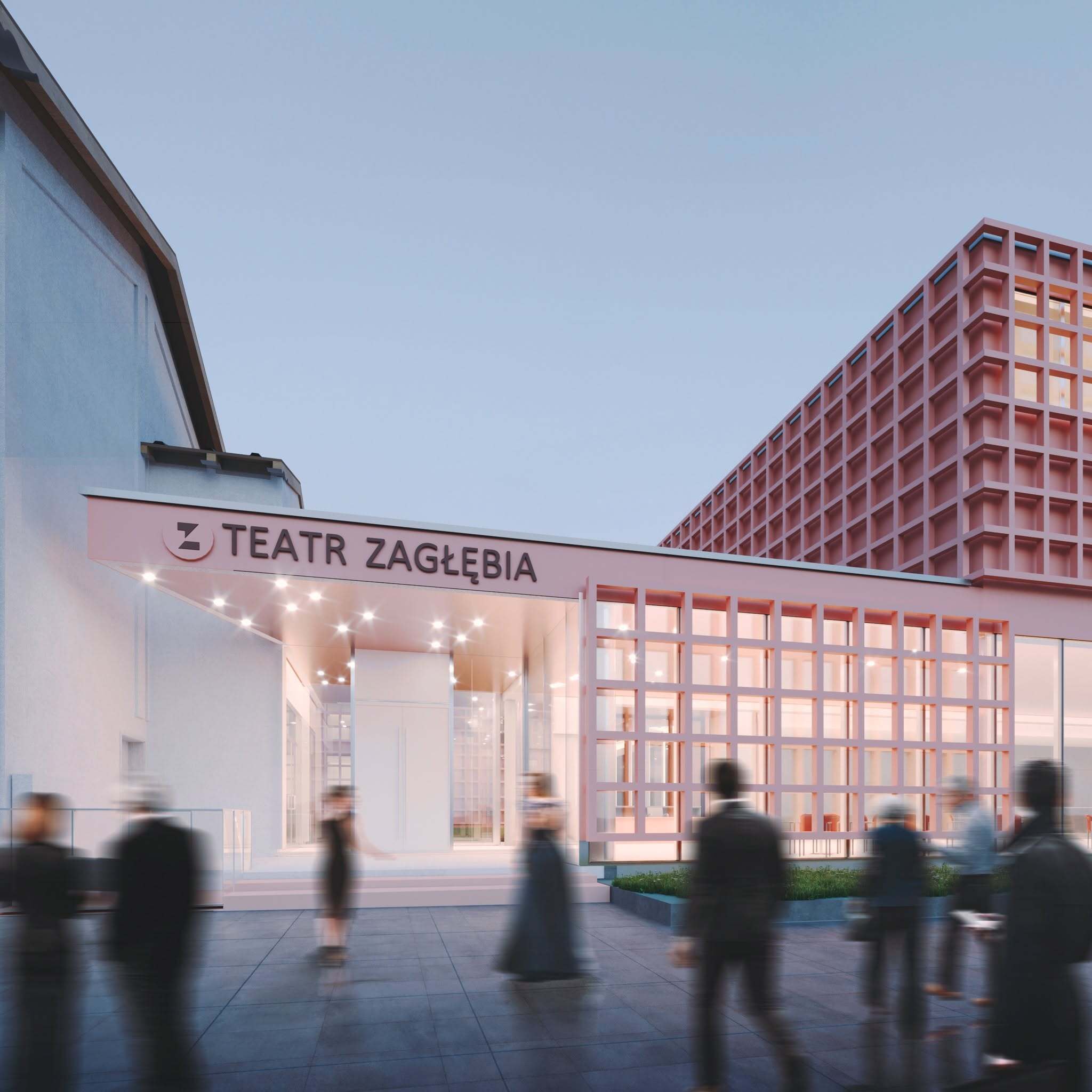 Teatr Zagłębia w Sosnowcu. Rozbudowa. Wizualizacja. Sierpień 2025