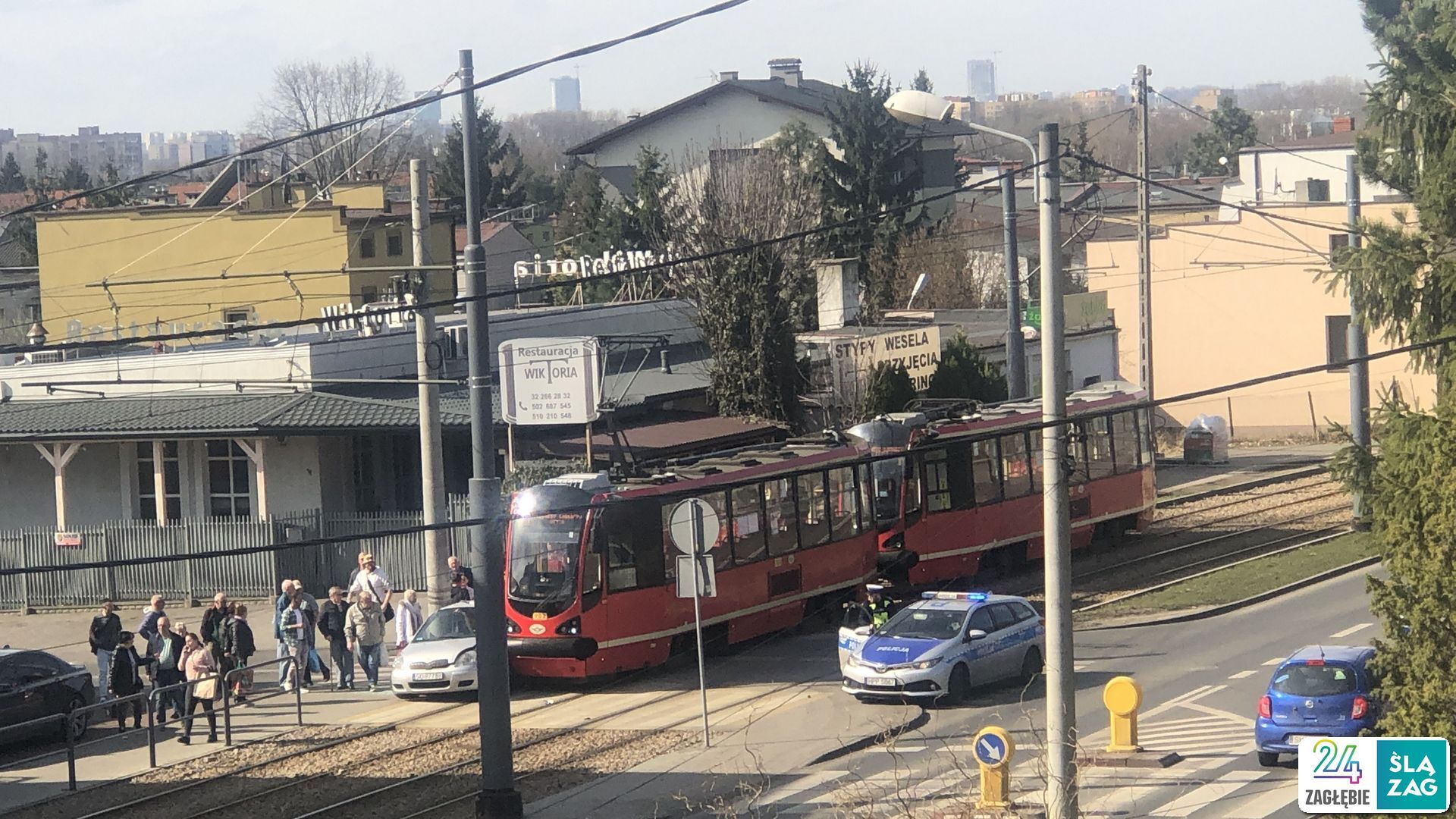 Sosnowiec. Zderzenie tramwaju z samochodem na skrzyżowaniu ulic: generała Władysława Andersa i Lipowej. 12 marca 2025.