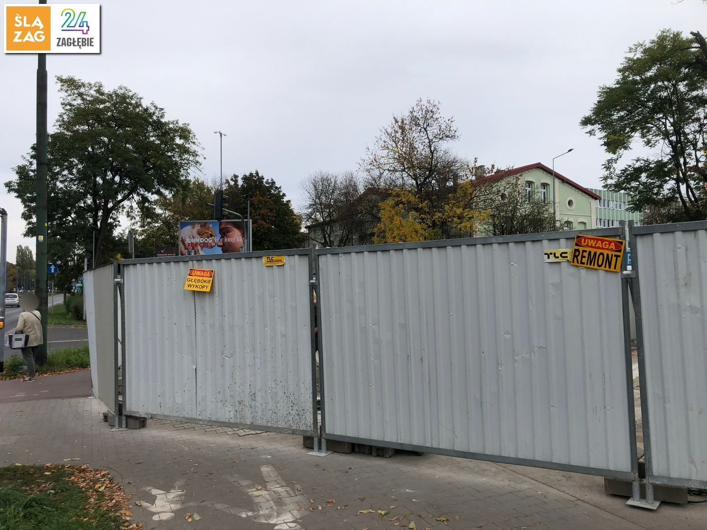 Sosnowiec. Roboty ziemne na drodze dla rowerów i chodniku przy ulicy 1 Maja, przy skrzyżowaniu z ulicą Partyzantów. 8 października 2026
