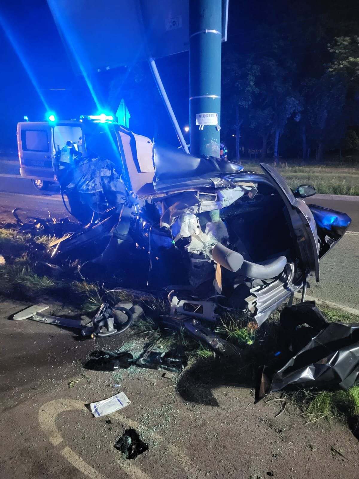 Sosnowiec. Ul. 3 Maja. Nocny wypadek drogowy. Nie żyją 2 osoby. 17-18 czerwca 2026