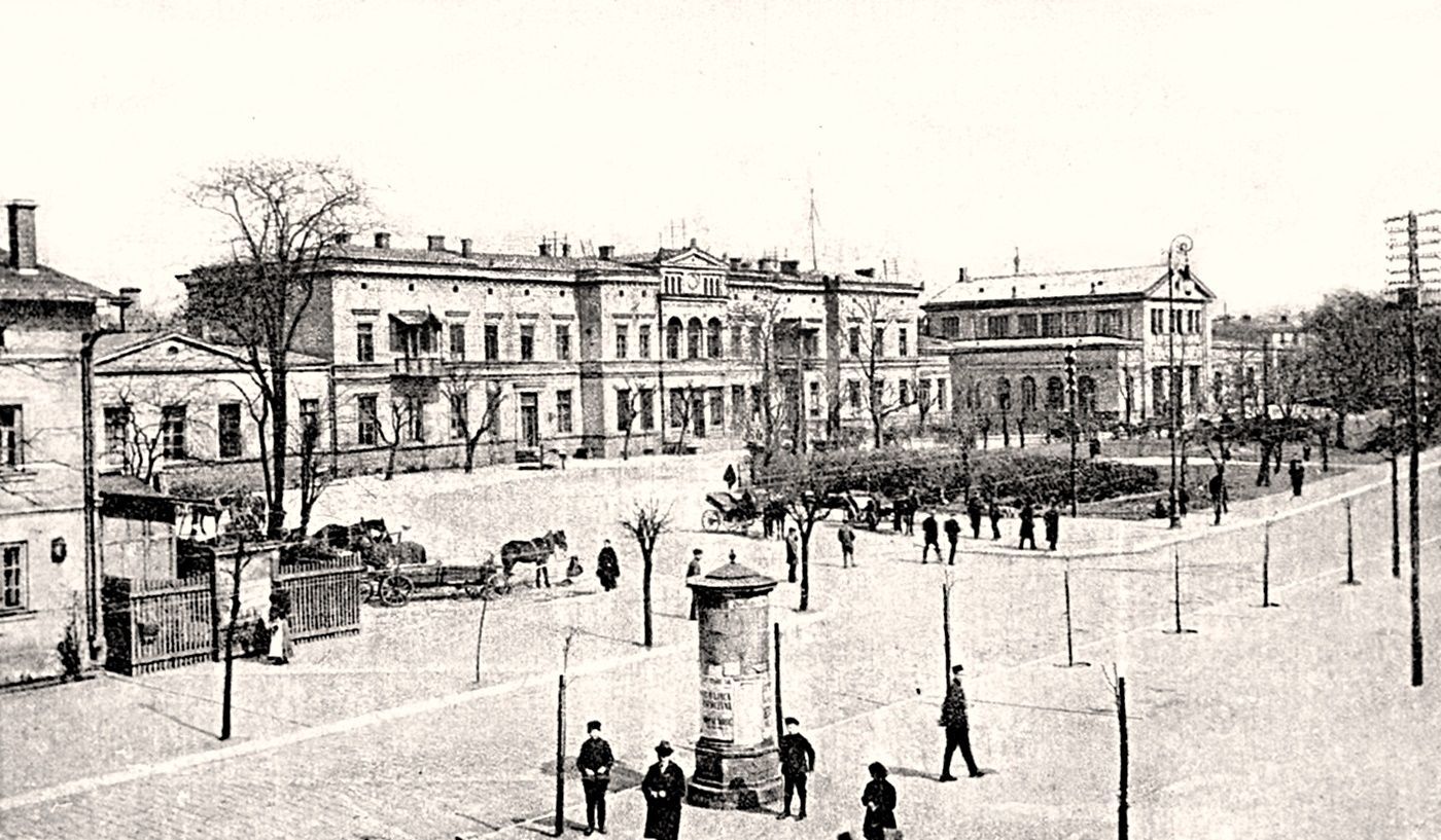 Sosnowiec. Ulica Główna / Trzeciego Maja. Dworzec kolejowy główny. Lata 1915-1920.