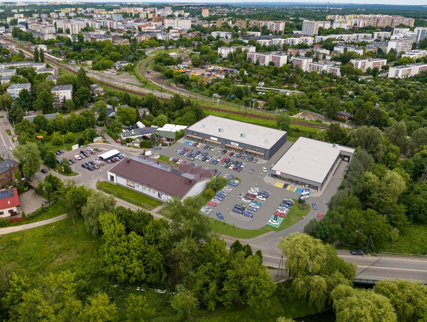 Sosnowiec. Centrum Handlowe «Rock Park» przy ulicy Jana III Sobieskiego. Wizualizacja. Listopad 2025.