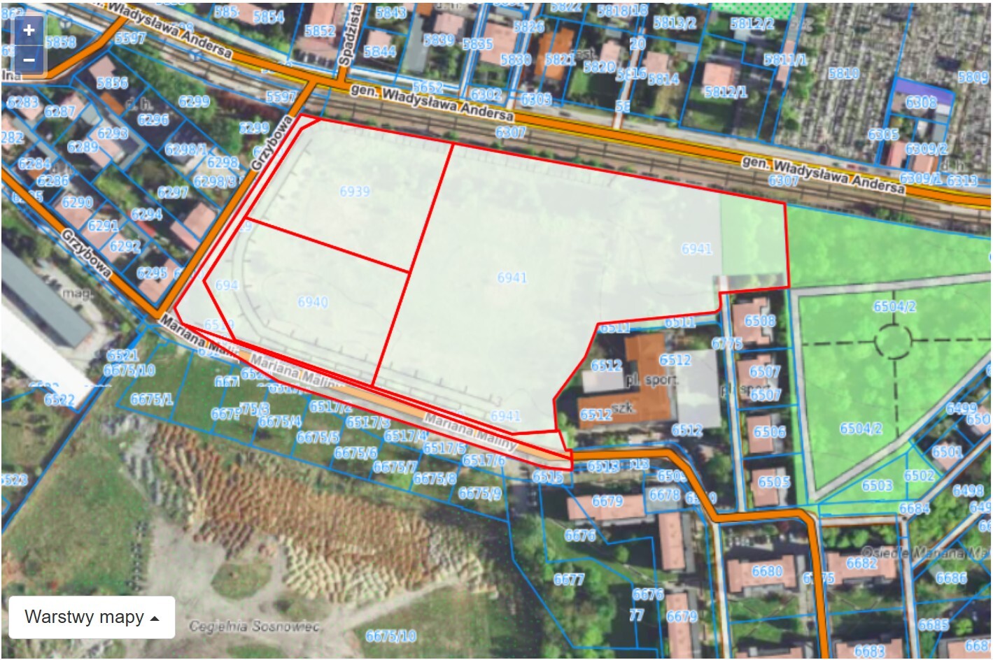 Sosnowiec. Dawne tereny K.S. „Polonia” Sosnowiec – Mapa. Tu powstaje nowe osiedle.