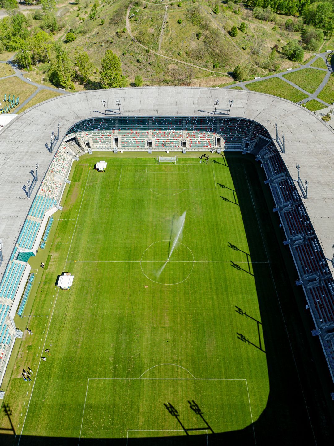 Sosnowiec. Zagłębiowski Park Sportowy. Nowa murawa hybrydowa na stadionie piłkarskim, 6 maja 2026