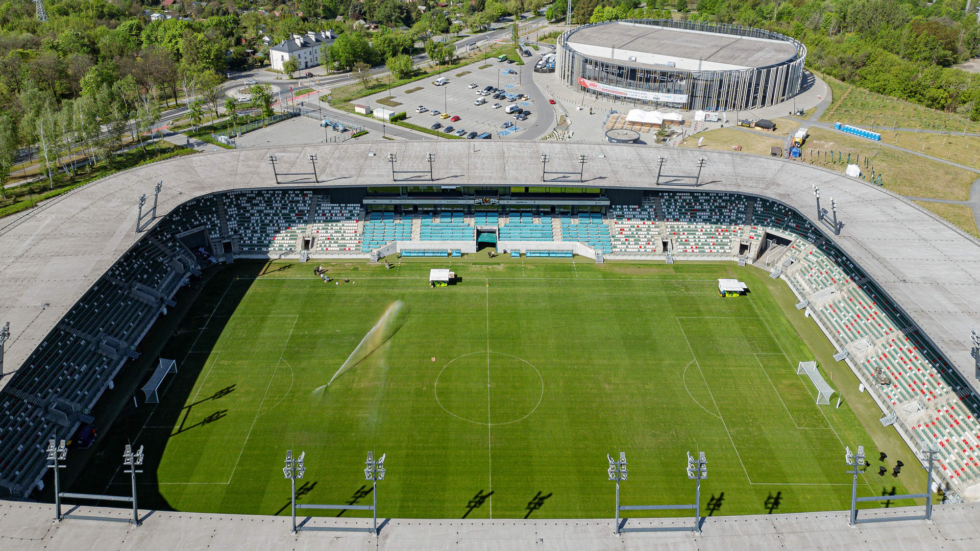 Sosnowiec. Zagłębiowski Park Sportowy. Nowa murawa hybrydowa na stadionie piłkarskim, 6 maja 2026