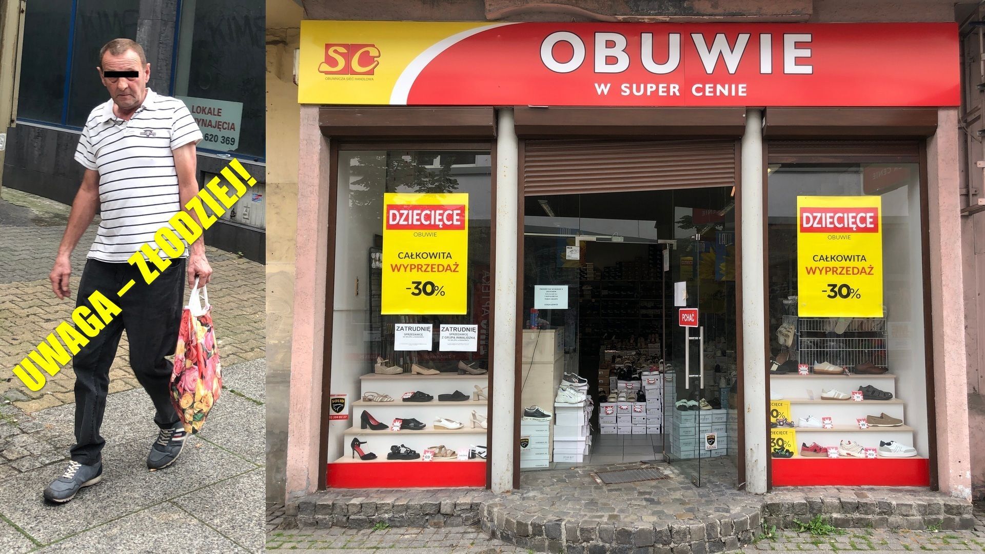 Sosnowiec. Złodziej na ulicy Modrzejowskiej. Ukradł buty ze sklepu! 15 lipca 2025.