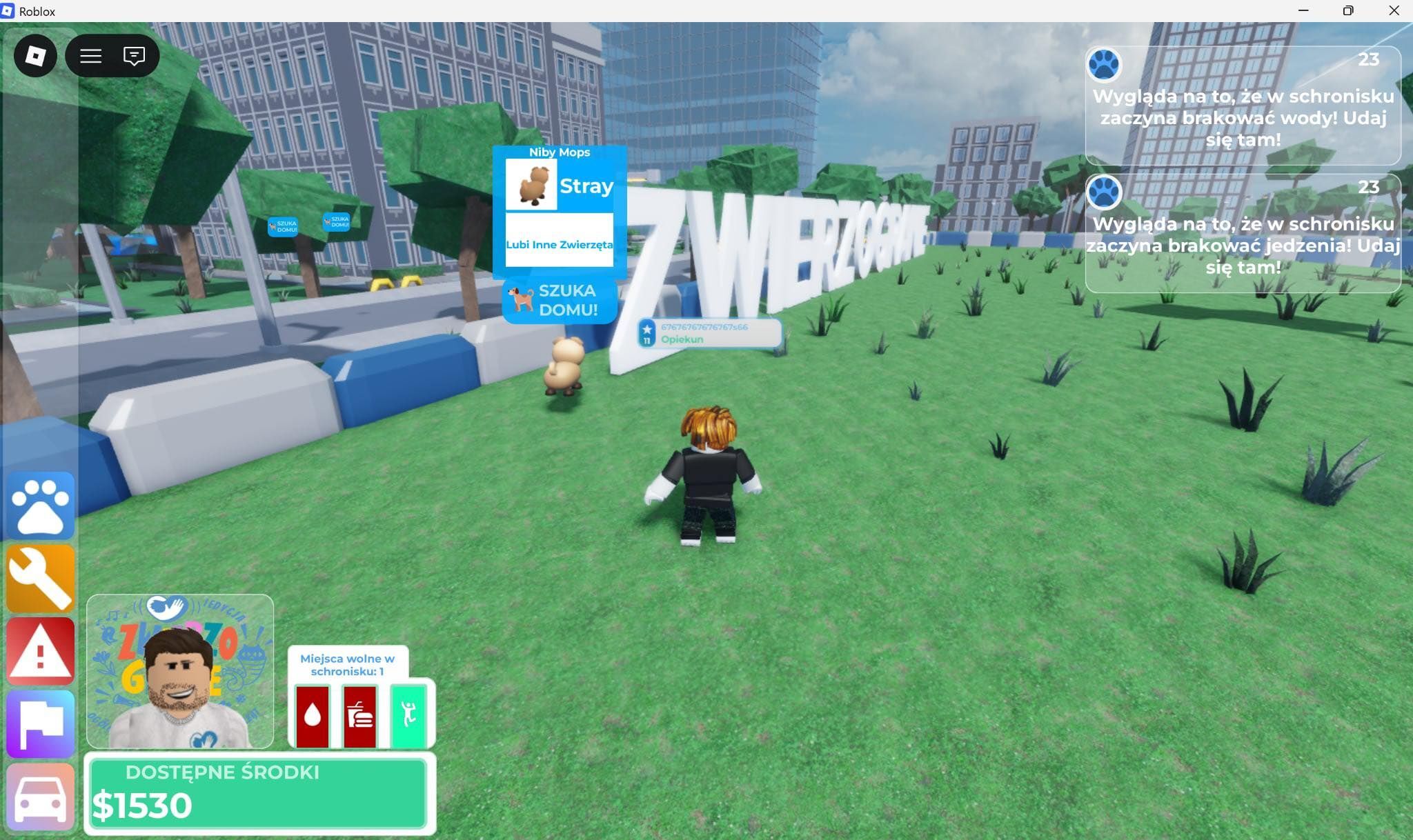 Świat Zwierzogrania w Robloxie-  kadr z gry