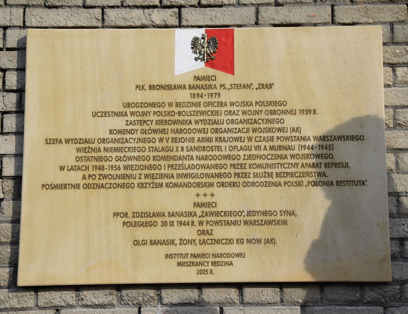 Tablica pamiątkowa w Bedzinie