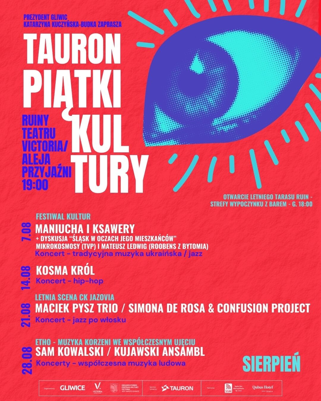 Tauron Piątki Kultury sierpień program