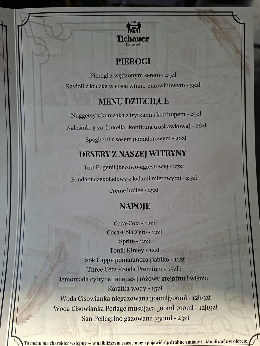Tichauer Restaurant kwiecień 2026