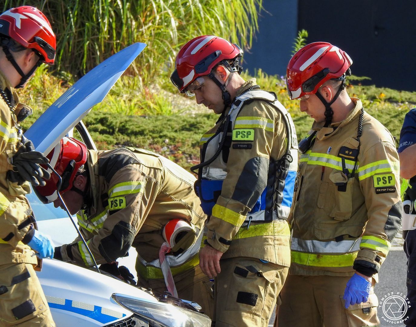 Tychy. Ul. Towarowa. Zatrzymanie pijanego kierowcy z Sosnowca bez uprawnień i z zakazem sądowym. 9 września 2025.