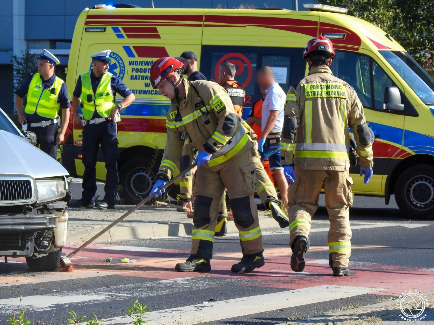 Tychy. Ul. Towarowa. Zatrzymanie pijanego kierowcy z Sosnowca bez uprawnień i z zakazem sądowym. 9 września 2025.