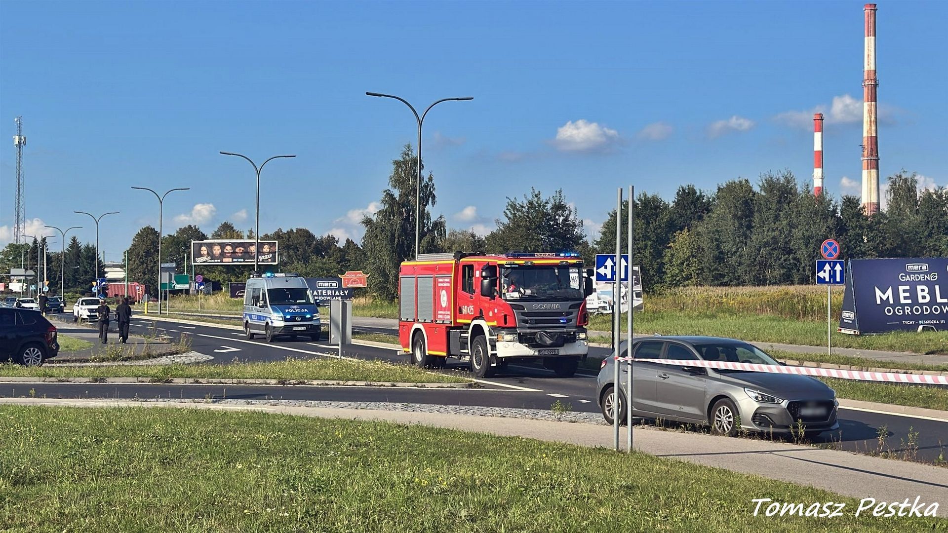 Tychy. Ul. Towarowa. Zatrzymanie pijanego kierowcy z Sosnowca bez uprawnień i z zakazem sądowym. 9 września 2025.