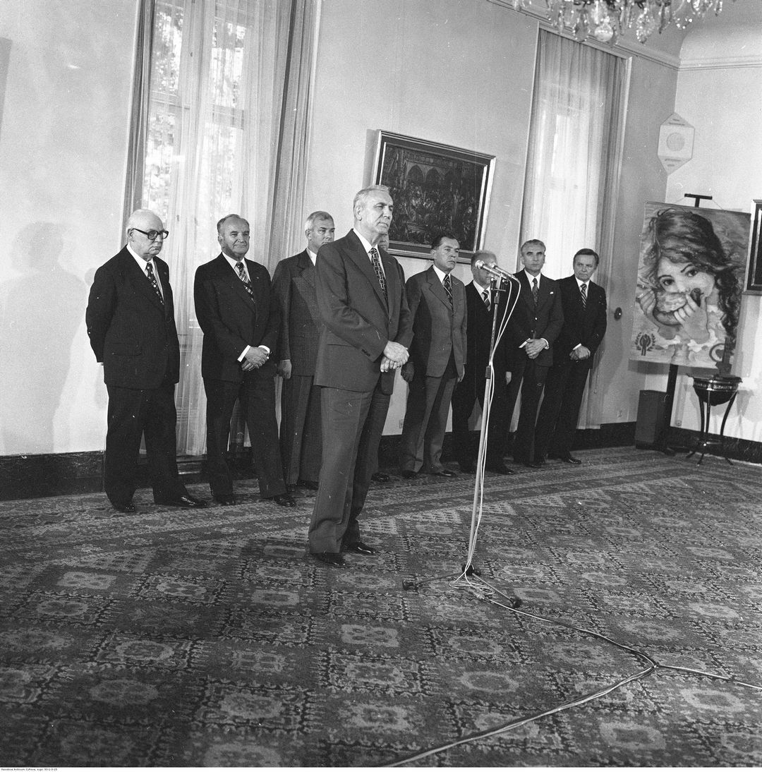 Warszawa. Oficjalna wizyta Papieża Jana Pawła II w Polsce. Spotkanie z Edwardem Gierkiem. 2 czerwca 1979.