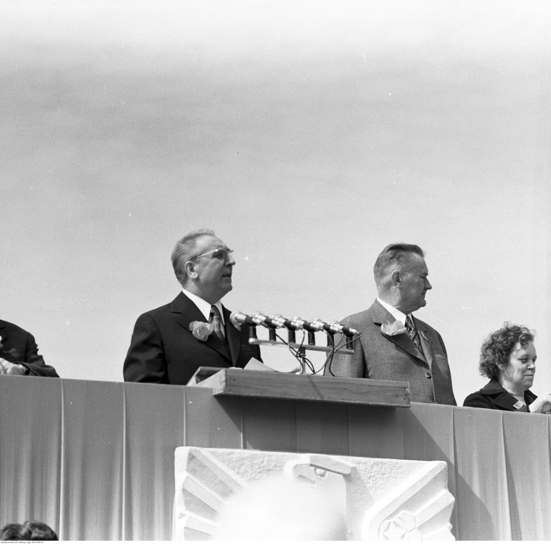 Warszawa. Świeto 1 Maja. Edward Gierek i Piotr Jaroszewicz. 1 maja 1973.