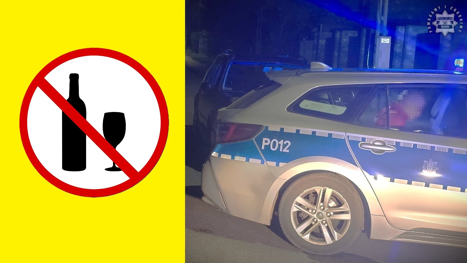 Sączów (gmina Bobrowniki, powiat będziński). Zatrzymanie pijanego Ukraińca bez prawa jazdy przez funkcjonariuszy Komisariatu Policji w Wojkowicach. 8 czerwca 2025.