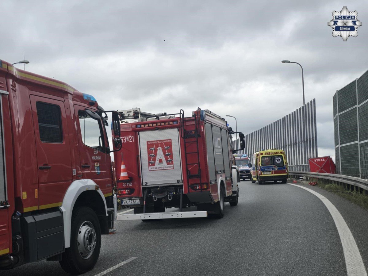 Wypadek motocyklistów na węźle Sośnica