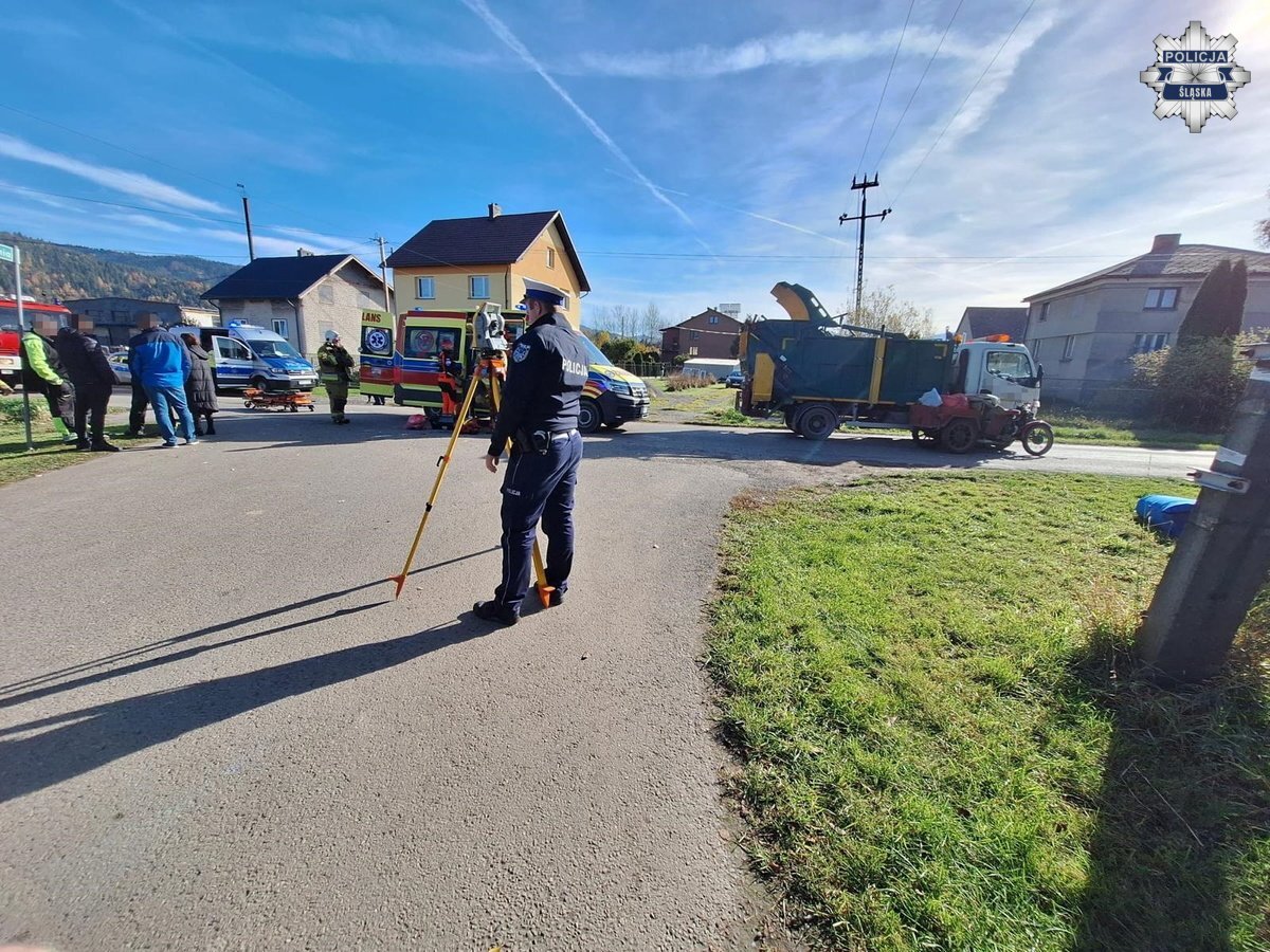 Wypadek motorynki transportowej w Jeleśni