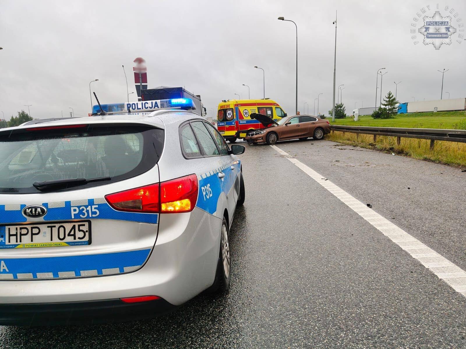 Wypadek na A1 pod MOP Wieszowa