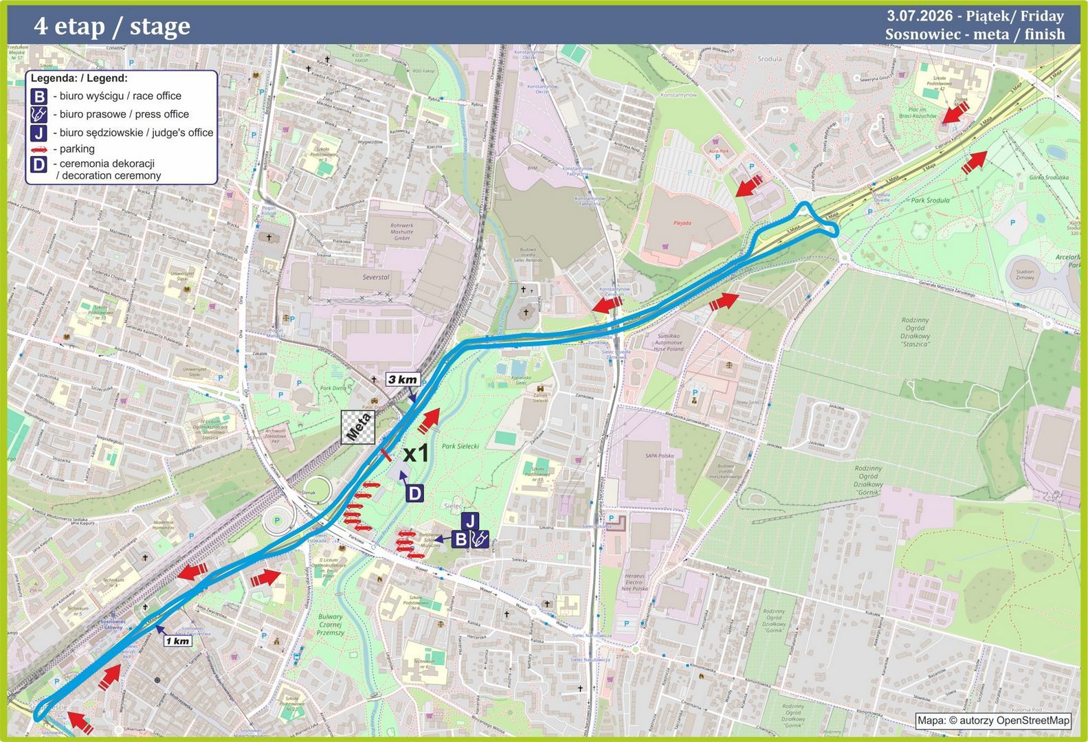 XXXVII Wyścig Kolarski »Solidarności« i Olimpijczyków. Mapa – Sosnowiec. 3 lipca 2026