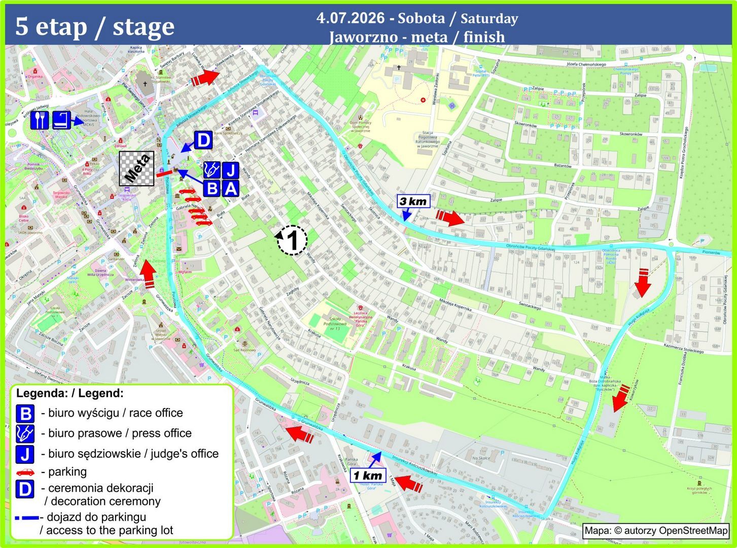 XXXVII Wyścig Kolarski »Solidarności« i Olimpijczyków. Mapa – Jaworzno. 4 lipca 2026