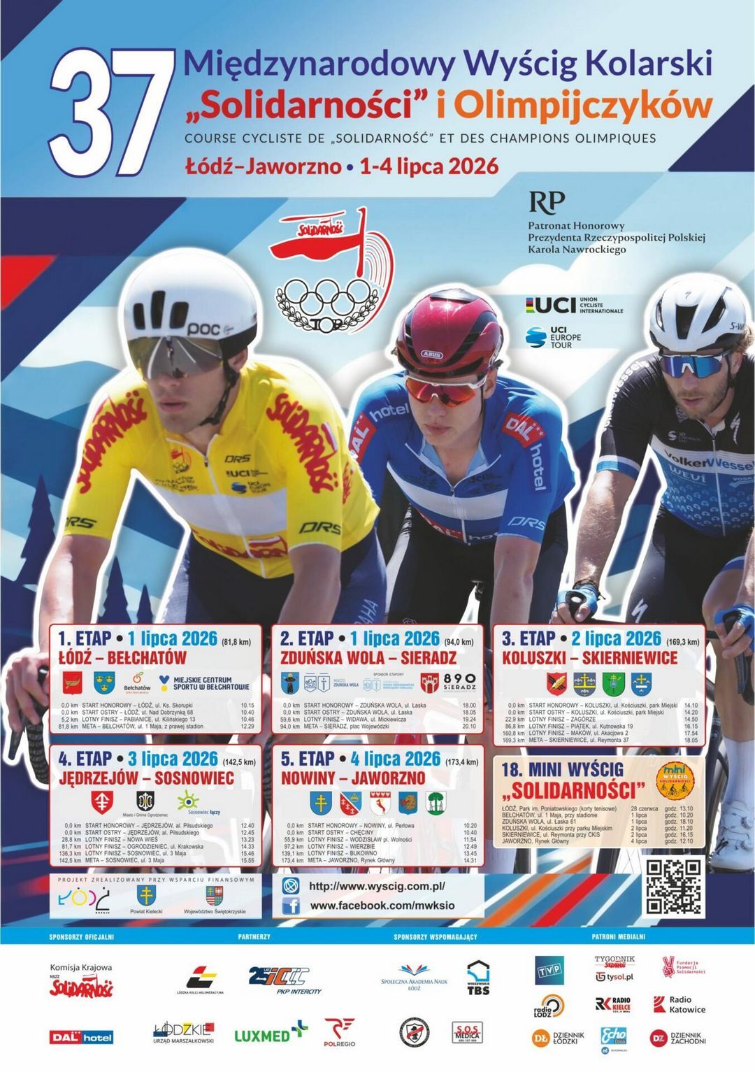 XXXVII Wyścig Kolarski »Solidarności« i Olimpijczyków. Plakat. 1–4 lipca 2026