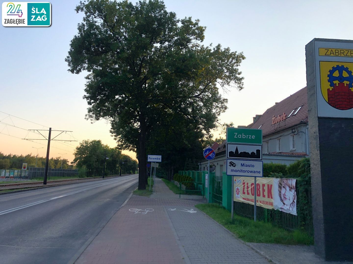 Zabrze-Poremba. Ulica Zabrzańska. Test nawigacji rowerowych: Google Maps, Apple Maps, Mapy.cz. Zdjęcia z trasy. 9 sierpnia 2025.