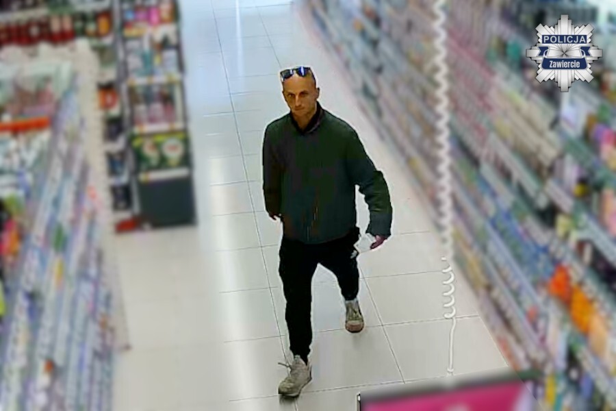 Zawiercie. Podejrzewany o kradzież w drogerii »Rossmann« przy ulicy 3 Maja 33. 9 lipca 2026