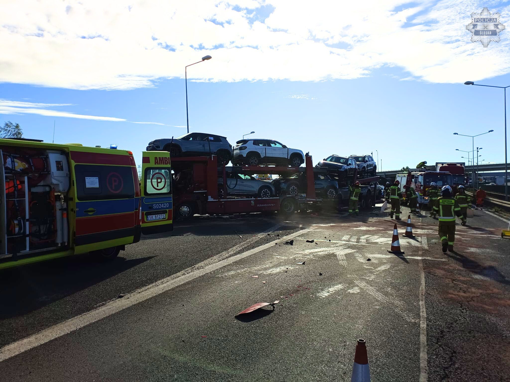 Zderzenie cieżarówek na A4