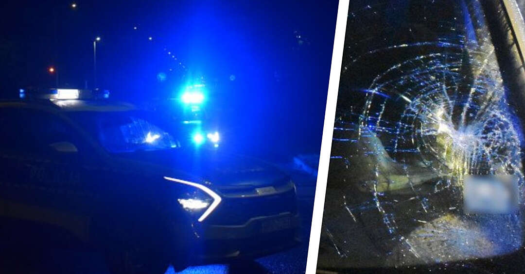 Poważny wypadek wieczorową porą. Potrącony mężczyzna przechodzący przez jezdnię. Stan ciężki
