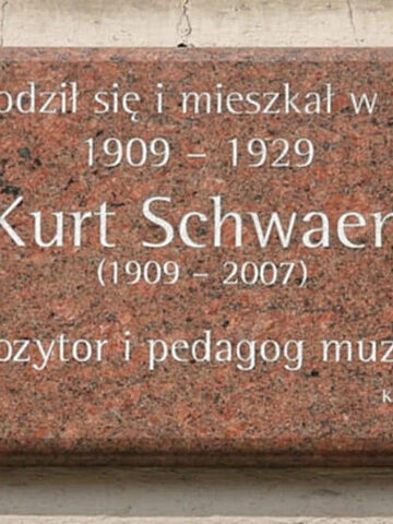 Tablica pamiątkowa Kurta Schwaena w Katowicach Tablica pamiątkowa Kurta Schwaena w Katowicach