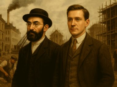 Grünfeld i Zimmermann – budowniczowie Katowic Grünfeld i Zimmermann (wizja AI)