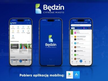 Będzin – cyfrowe miasto. Pierwsza taka aplikacja w Zagłębiu Będzin. Cyfrowe Miasto. Plakat. 2025.