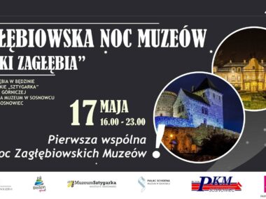 I Zagłębiowska Noc Muzeów „Smaki Zagłębia” autobusem! I Zagłębiowska Noc Muzeów „Smaki Zagłębia” 2025. Plakat. 17 maja 2025.