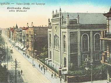 Przed nami 150. rocznica powstania synagogi w Chorzowie Synagoga na pocztówce sprzed 1922 roku
