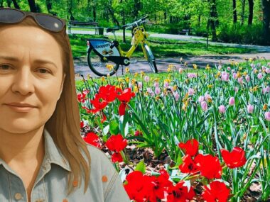 Rajza żółtym metrorowerem po najstarszym parku Katowic Metrorower Park Kosciuszki Katowice