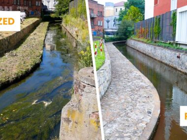 Pół tysiąca ton osadów usunięto z Rawy w Katowicach Rawa Katowice przed po oczyszczeniu