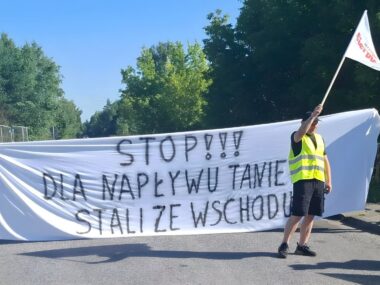 Utrudnienia w Dąbrowie z powodu manifestacji związkowców Slawkow Euroterminal Protest Zrodlo MNSZZP JSW Koks SA 2025 07 30 01 Kadr Upscaled