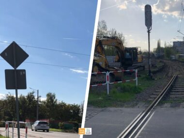 Sosnowiec. Ulica Naftowa. Przejazd drogowo-kolejowy. 16 października 2025 i 24 kwietnia 2026 Sosnowiec. Ulica Naftowa. Przejazd drogowo-kolejowy. 16 października 2025 i 24 kwietnia 2026