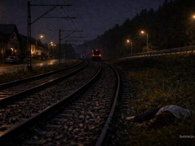 Tragedia na torach w Jaworznie-Ciężkowicach. Śmierć 19-latki Potrącenie dziewczyny przez pociąg. Ilustracja poglądowa