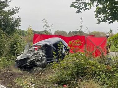 Tragiczny wypadek w Mikołowie. Samochód uderzył w drzewo Wypadek, ulica Sosnowa, Mikołów, 23.09 2025