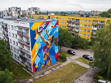 Zagłębiowski Szlak Sportowy zyskał nową postać Mural siatkarka sosnowiec foto