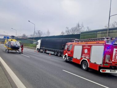 Wpadek na autostradzie A4 w Katowicach Wypadek a4 Katowice