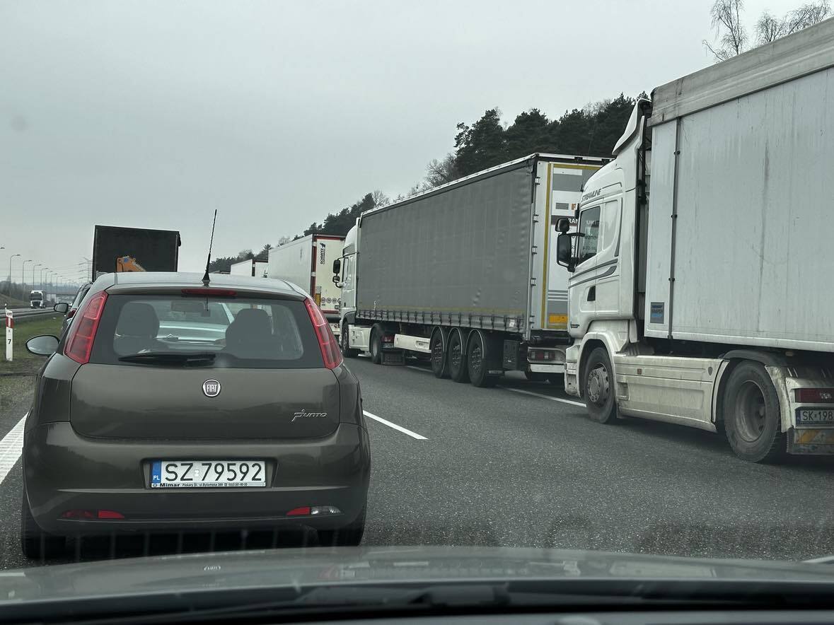A1 wypadek korki 1