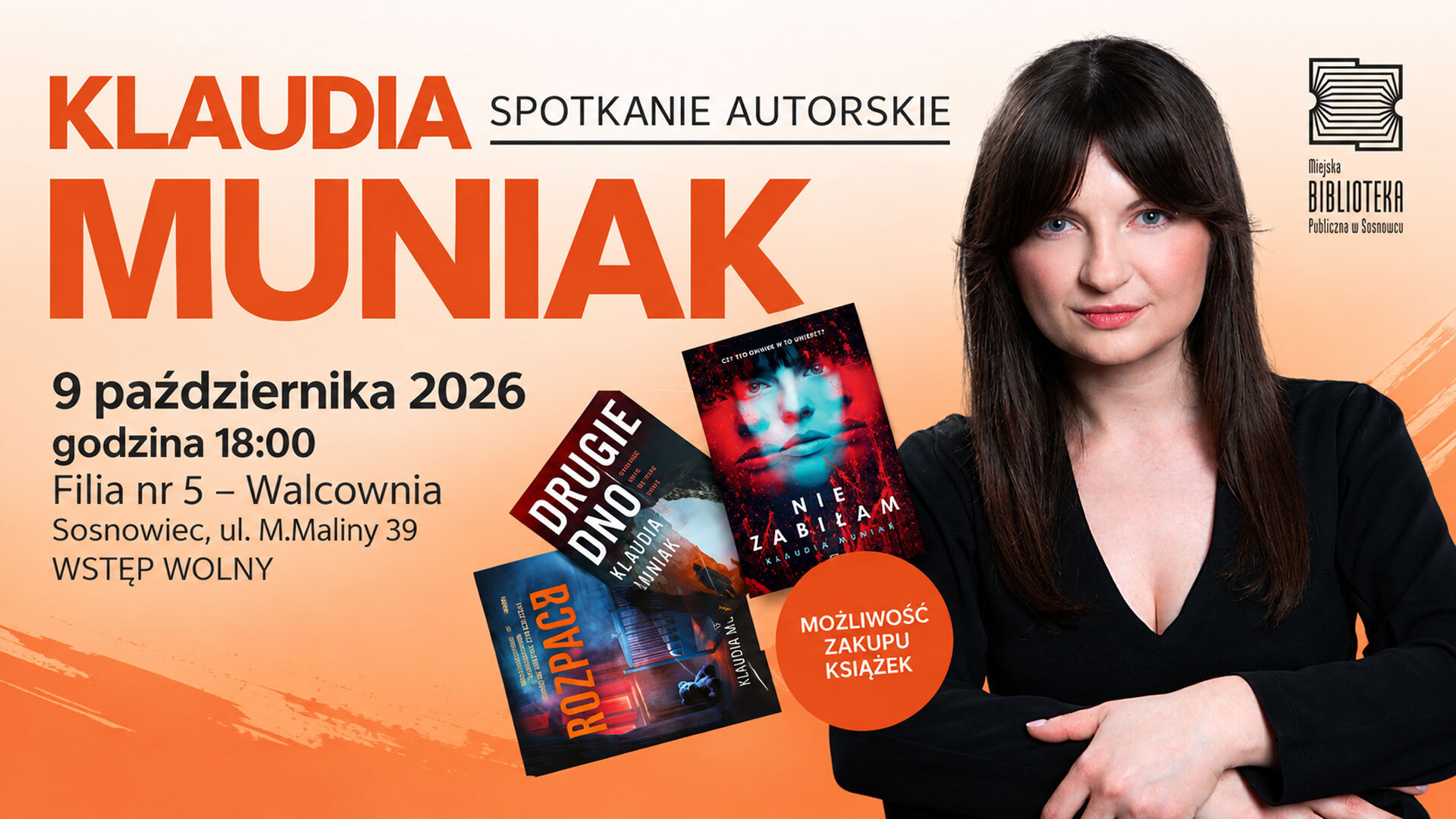Prekursorka polskiego thrillera medycznego w Sosnowcu. Spotkanie z Klaudią Muniak
