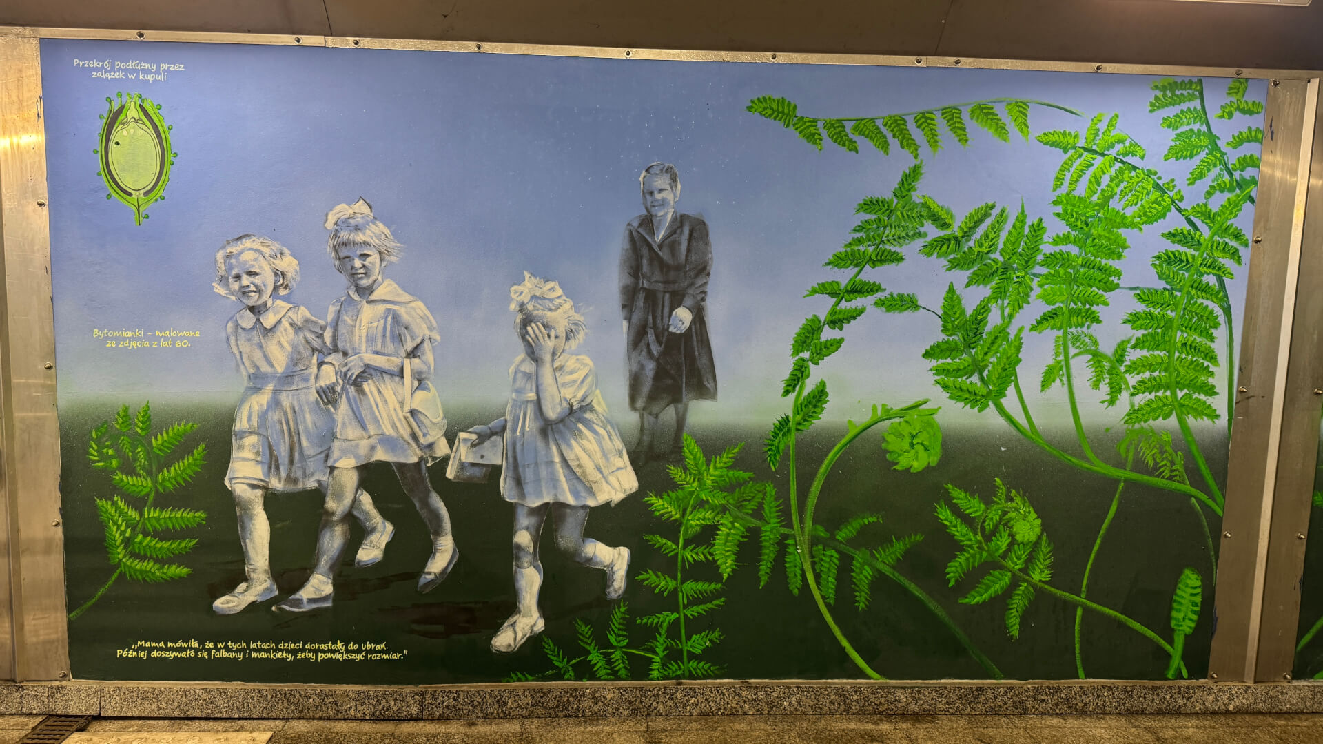 Fragment muralu w przejściu podziemnym pod bytomskim dworcem PKP