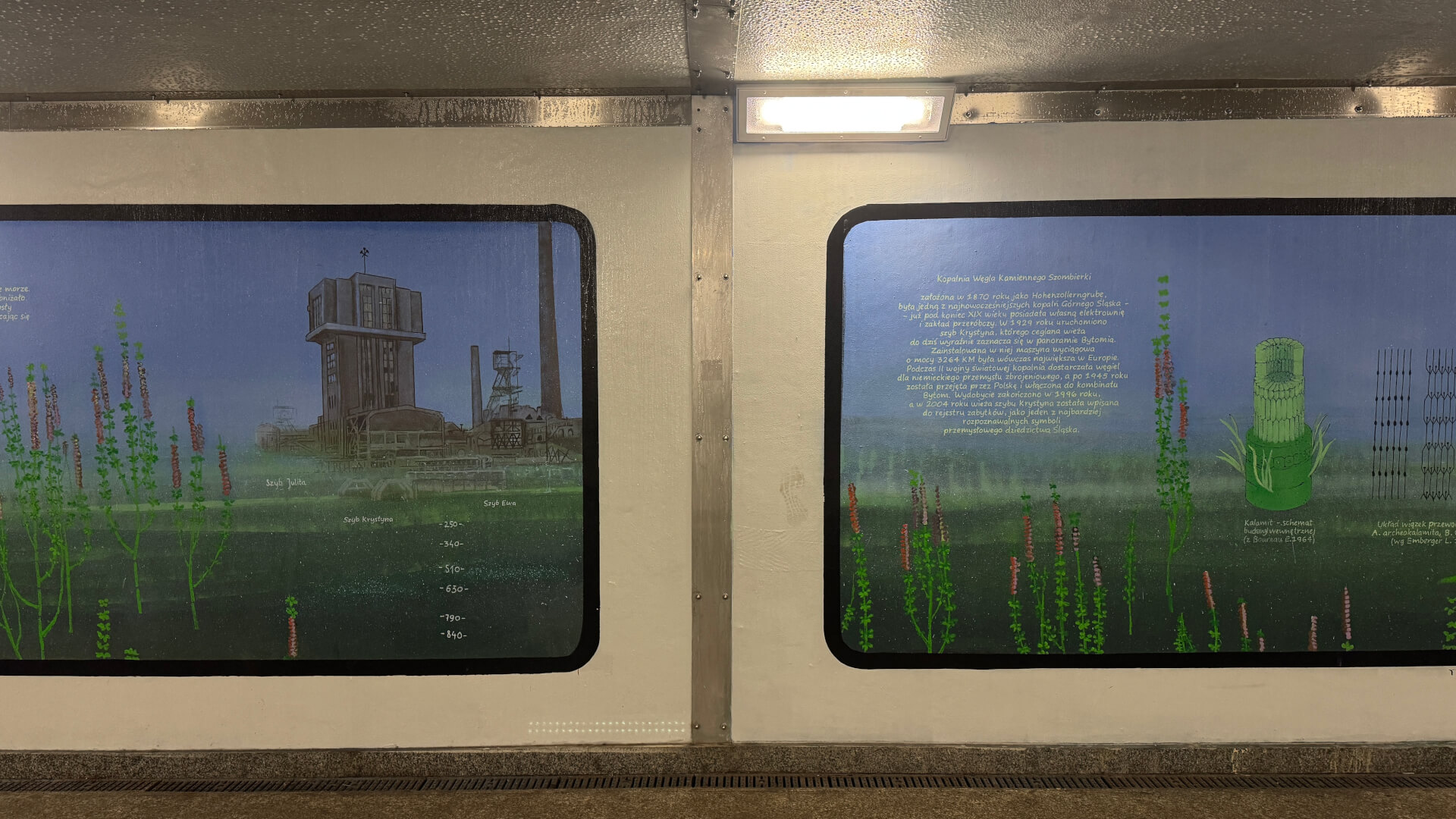 Fragment muralu w przejściu podziemnym pod bytomskim dworcem PKP