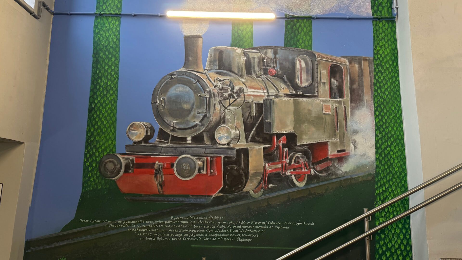 Fragment muralu w przejściu podziemnym pod bytomskim dworcem PKP