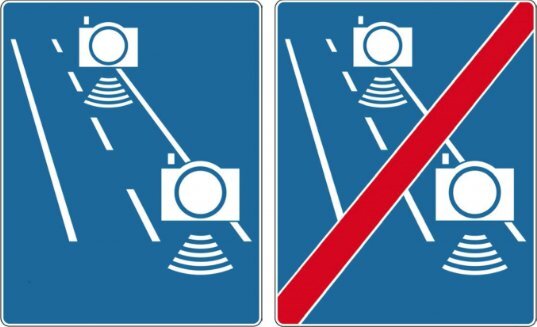 Znak wprowadzający i odwołujący odcinkowy pomiar prędkości